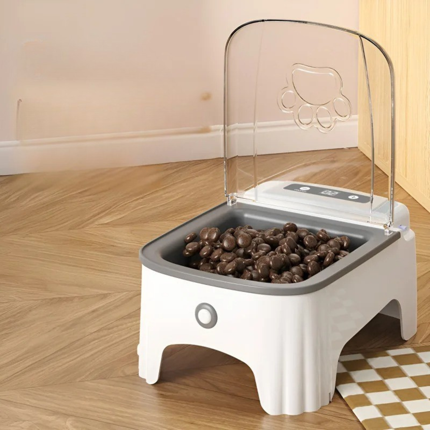 Gamelle automatique pour chat surélevée grise à capteur
