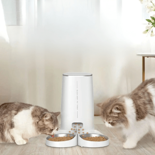 DISTRIBUTEUR CROQUETTE CHAT AUTOMATIQUE | WIFI DOUBLE BOL - Leschamour