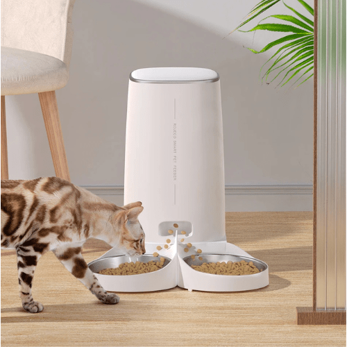 DISTRIBUTEUR CROQUETTE CHAT AUTOMATIQUE | WIFI DOUBLE BOL - Leschamour
