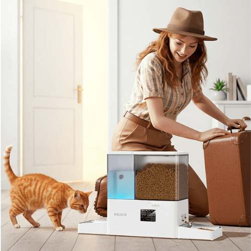 DISTRIBUTEUR CROQUETTES ET EAU CHAT | AUTOMATIQUE 5L - Leschamour