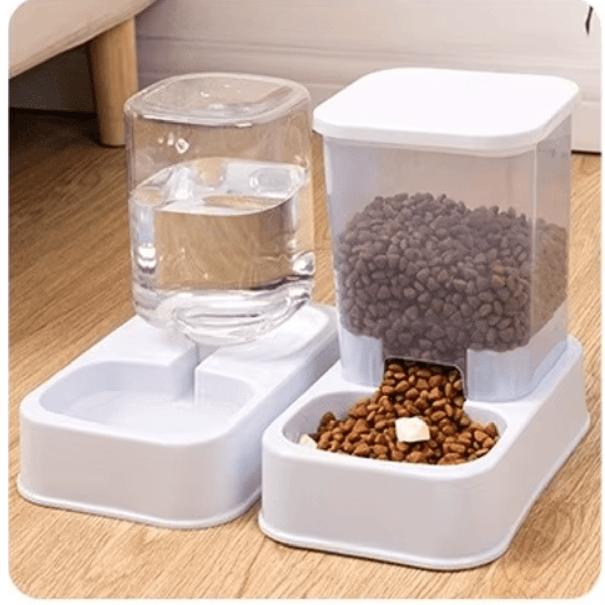 DISTRIBUTEUR CROQUETTES ET EAU CHAT | BLANC - Leschamour