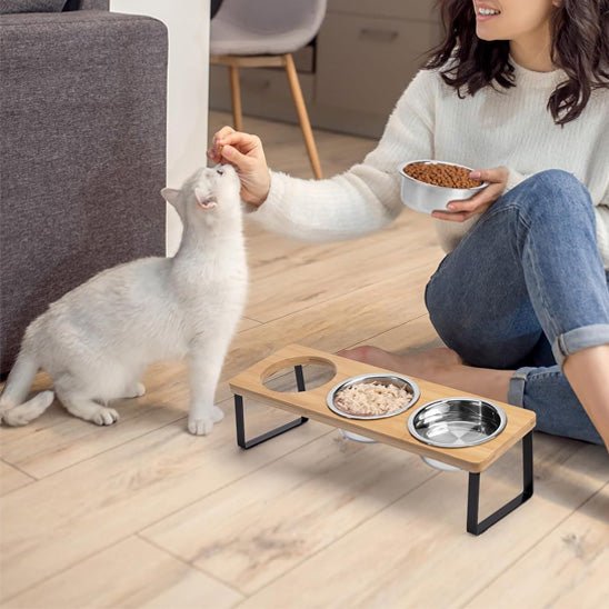 GAMELLE CHAT SURÉLEVÉE | EN BOIS - Leschamour