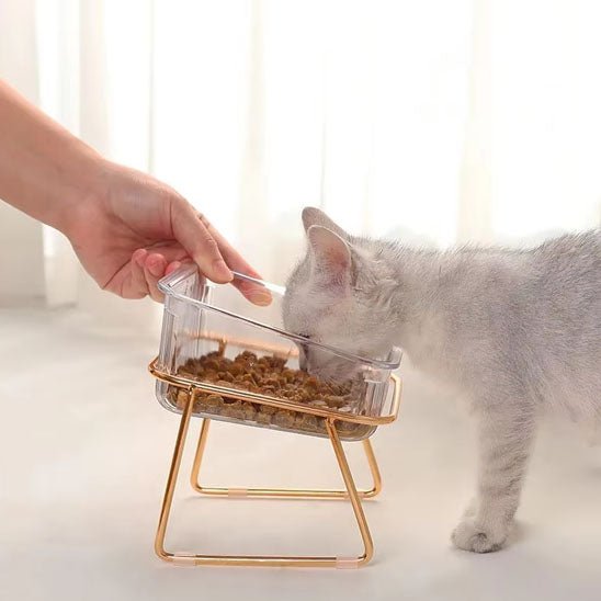 GAMELLE CHAT SURÉLEVÉE | SUR PIEDS TRANSPARENTE - Leschamour