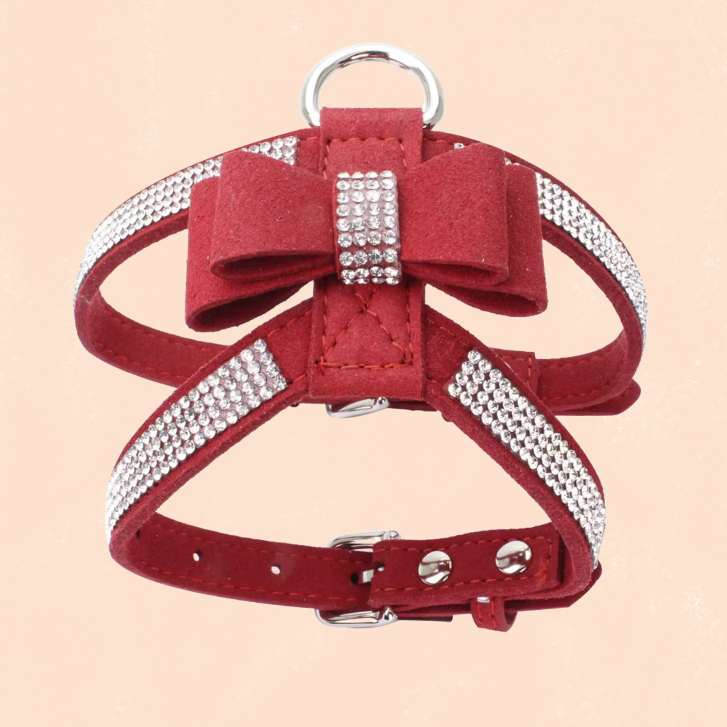 harnais pour chat maine coon nœud papillon et strass rouge