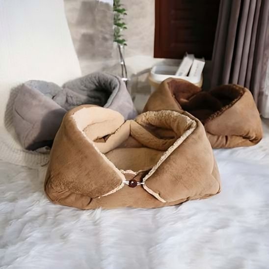 Cocon pour chat pliable beige marron gris