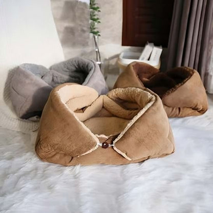 Cocon pour chat pliable beige marron gris