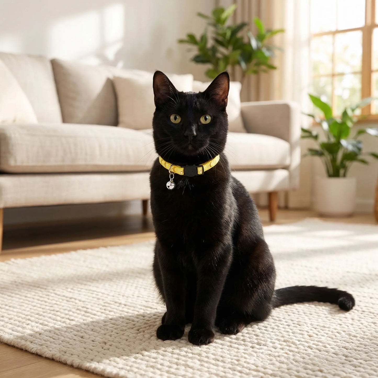 collier anti etranglement chat avec clochette jaune