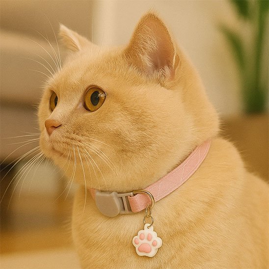 Collier anti étranglement chat avec médaille patte de chat rose