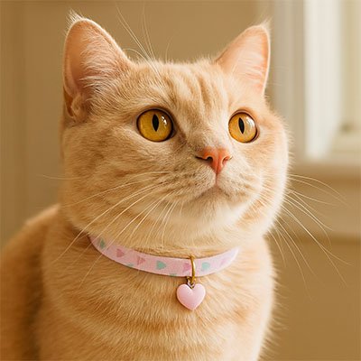 Collier anti etranglement pour chaton avec medaille cœur sécurité