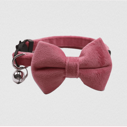 COLLIER CHAT ANTI ETRANGLEMENT | EN VELOURS ROSE - Leschamour