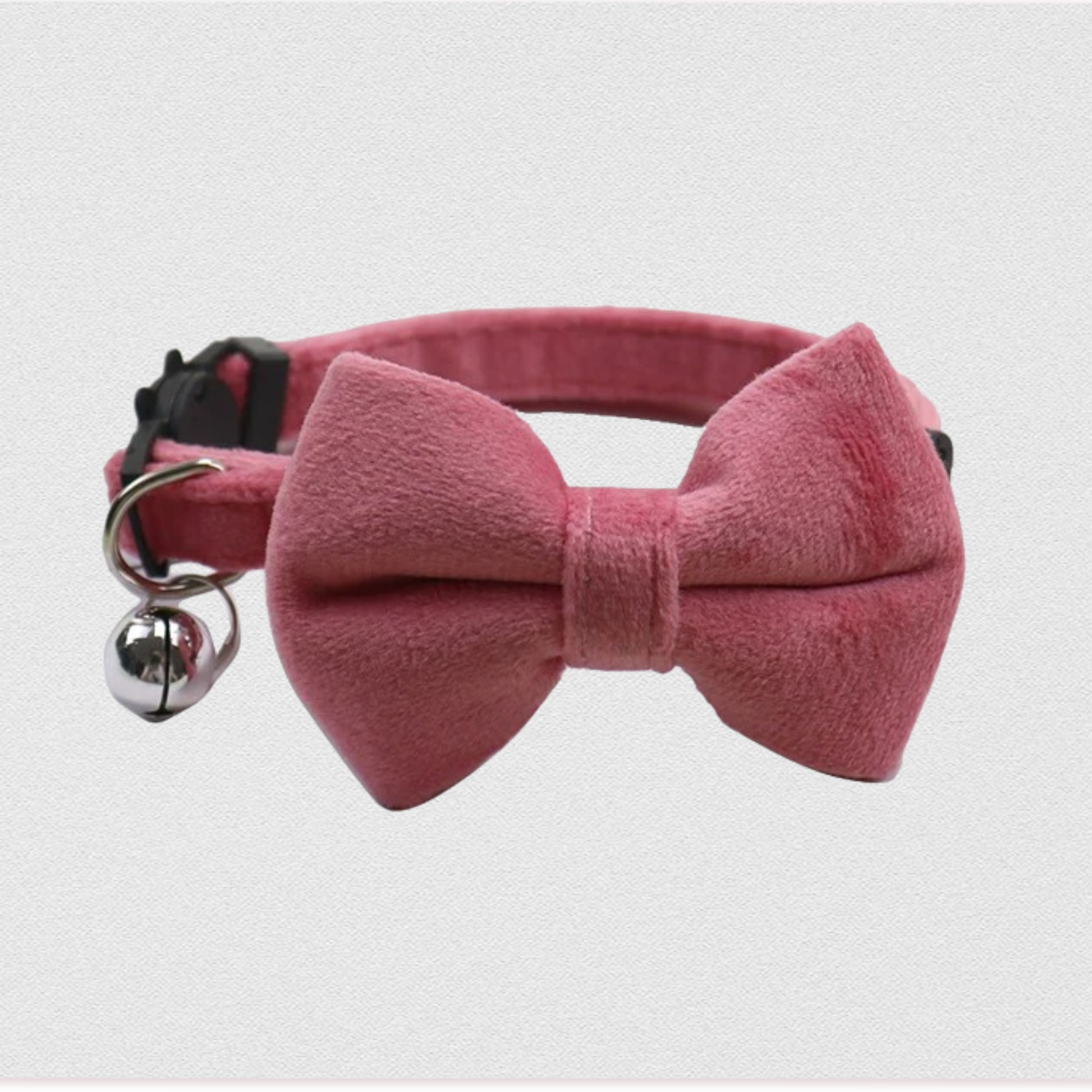 Collier chat anti etranglement en velours rose clochette