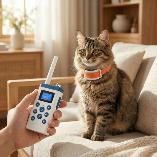 collier chat anti miaulement orange télécommande