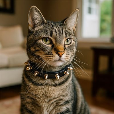 COLLIER CHAT CUIR | À POINTES - Leschamour