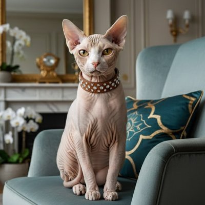 Collier chat cuir élégance et confort marron
