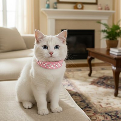 Collier chat cuir élégance et confort strass