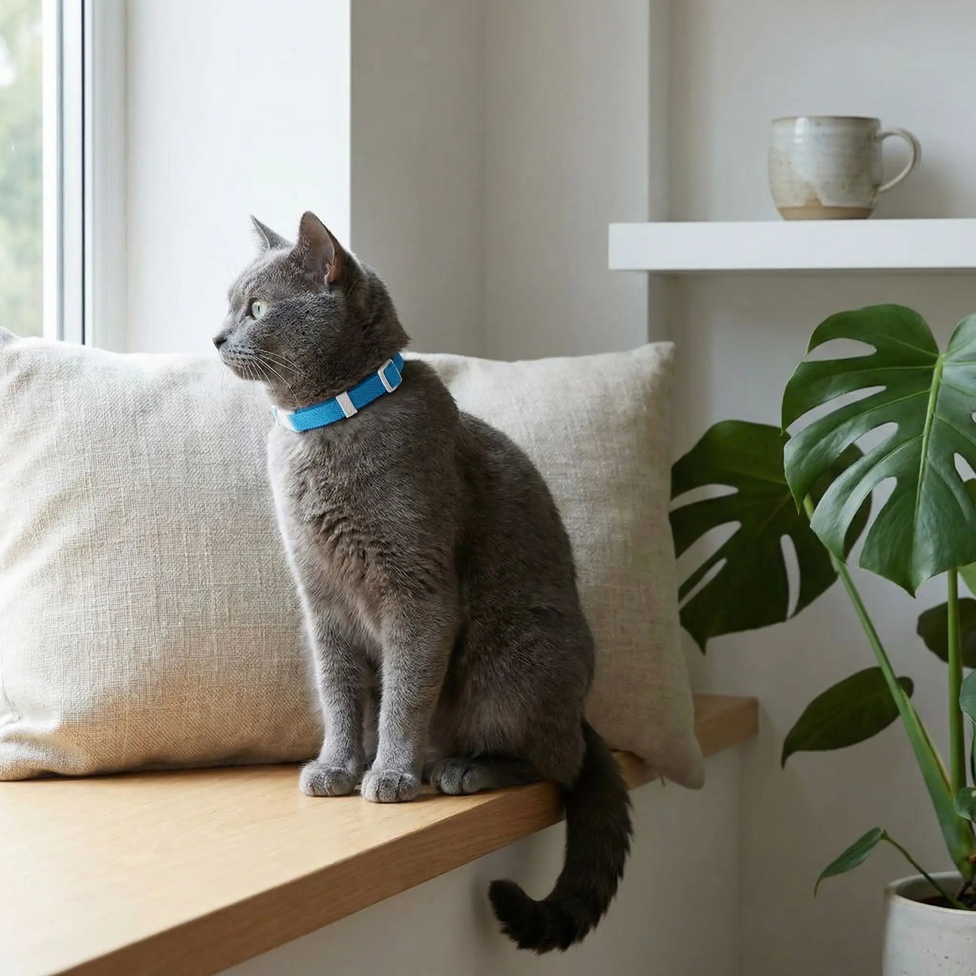 Collier chat sécurité anti-étranglement bleu