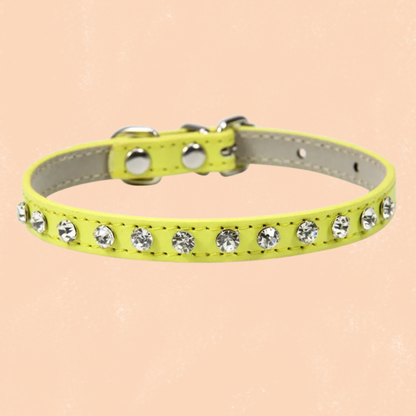 Collier en cuir pour chat strass réglable