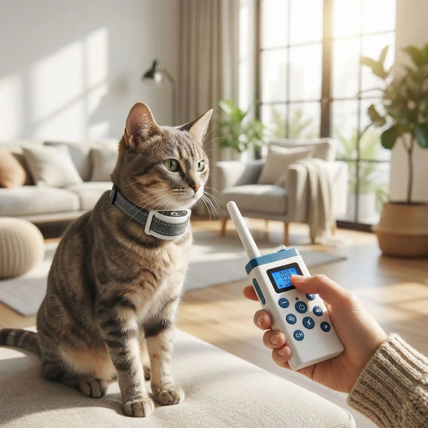 Collier pour chat anti miaulement noir télécommande