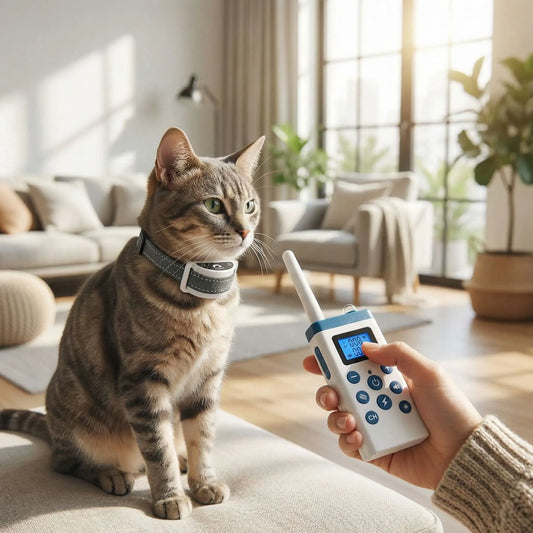 Collier pour chat anti miaulement noir télécommande