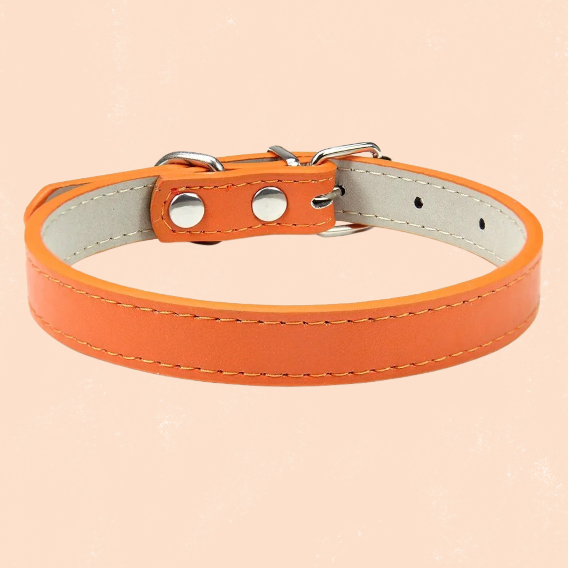 Collier pour chat cuir orange réglable