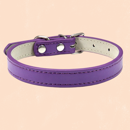 Collier pour chat en cuir violet réglable