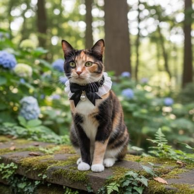 Collier pour chaton nœud en dentelle réglable
