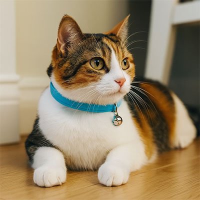 Collier sécurité chat avec sangle élastique bleu