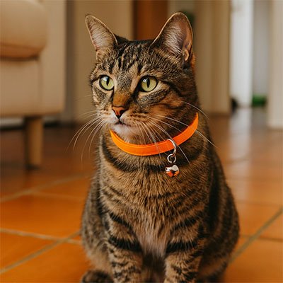 Collier sécurité chat avec sangle élastique orange