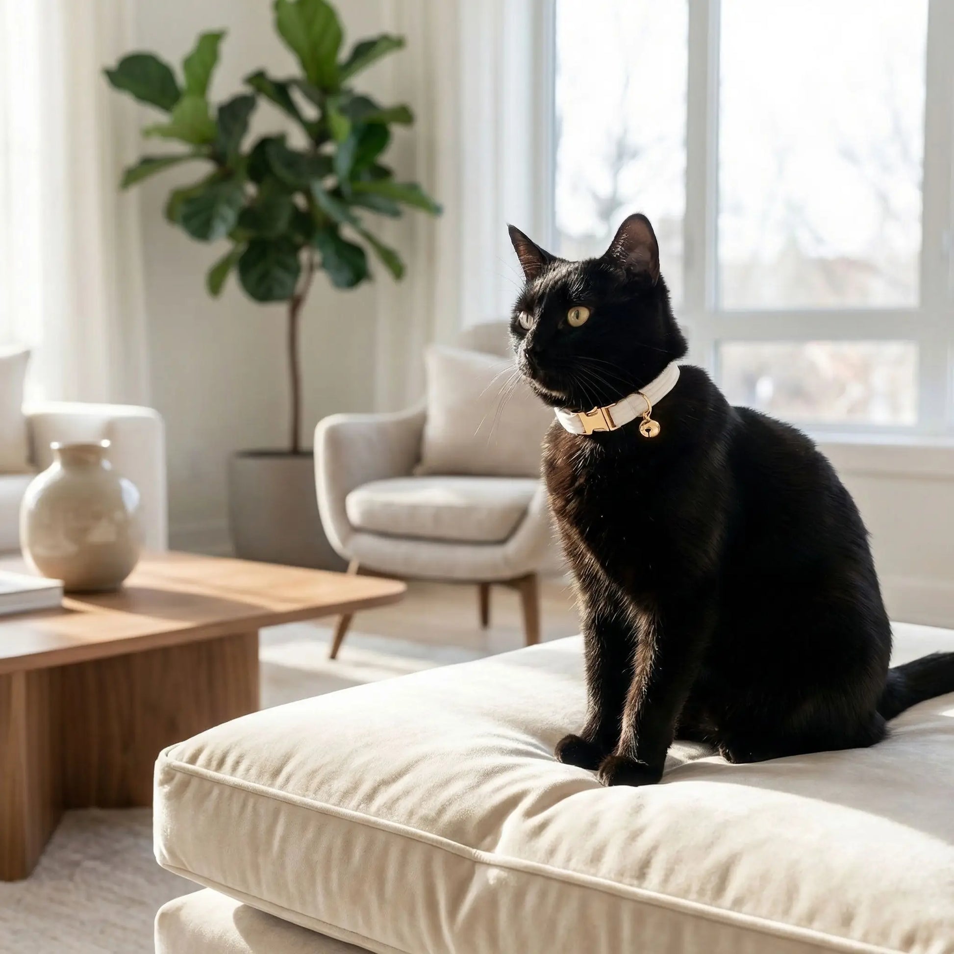 Colliers pour chatons en velours blanc