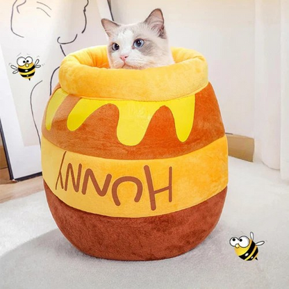 Coussin-chat-pot-de-miel-confortable