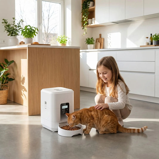 Distributeur automatique chat blanc programmable