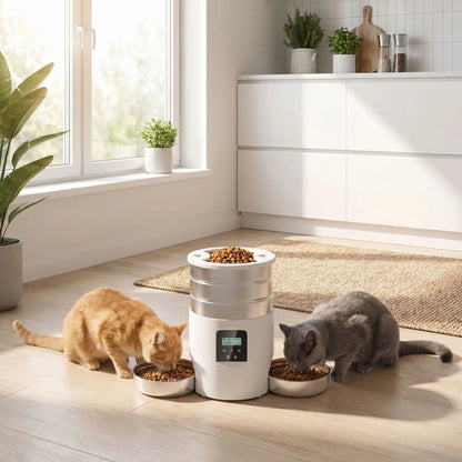 DISTRIBUTEUR AUTOMATIQUE CROQUETTE | POUR 2 CHATS - Leschamour