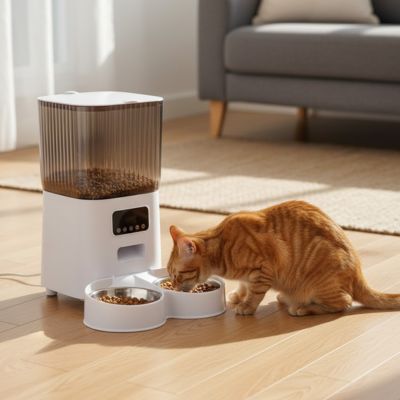 Distributeur-automatique-de-croquettes-pour-2-chats-avec-caméra-blanc