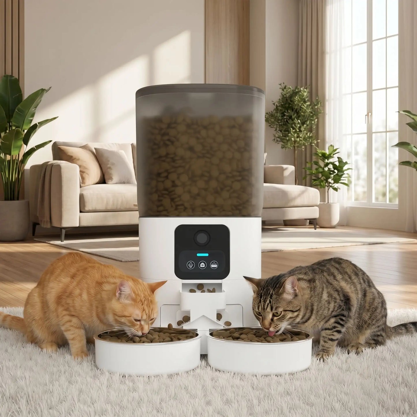 distributeur automatique nourriture pour chat avec caméra 
