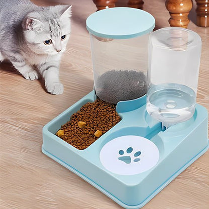 distributeur croquette eau chat 2 en 1 bleu clair