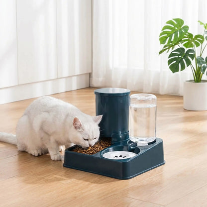 distributeur croquette eau chat 2 en 1 bleu