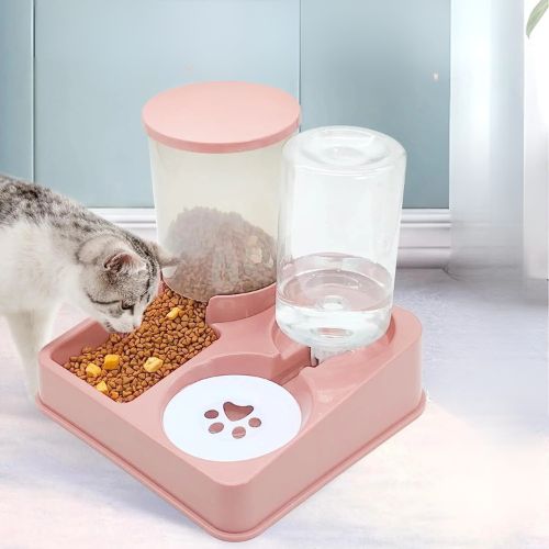 distributeur croquette eau chat 2 en 1 rose