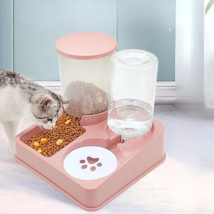 distributeur croquette eau chat 2 en 1 rose