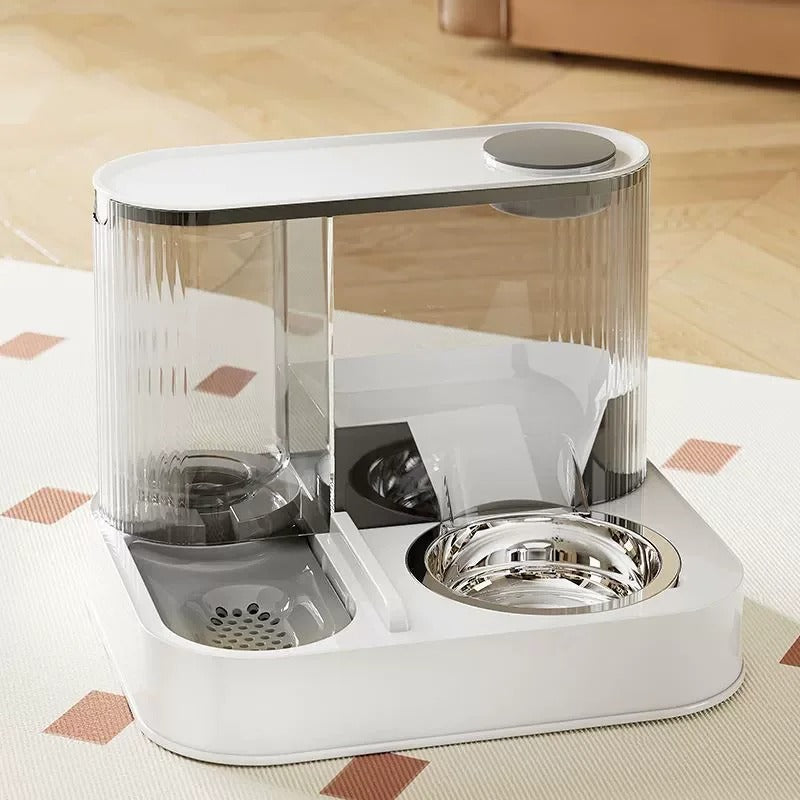 Distributeur croquette eau chat anti-fuite gamelle acier inoxydable