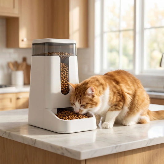 distributeur croquette et eau chat nourriture