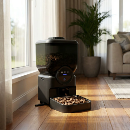 distributeur croquettes chat programmable rechargeable noir 6L