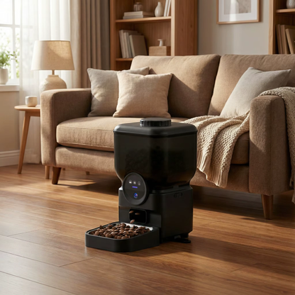 distributeur croquettes chat programmable rechargeable noir caméra