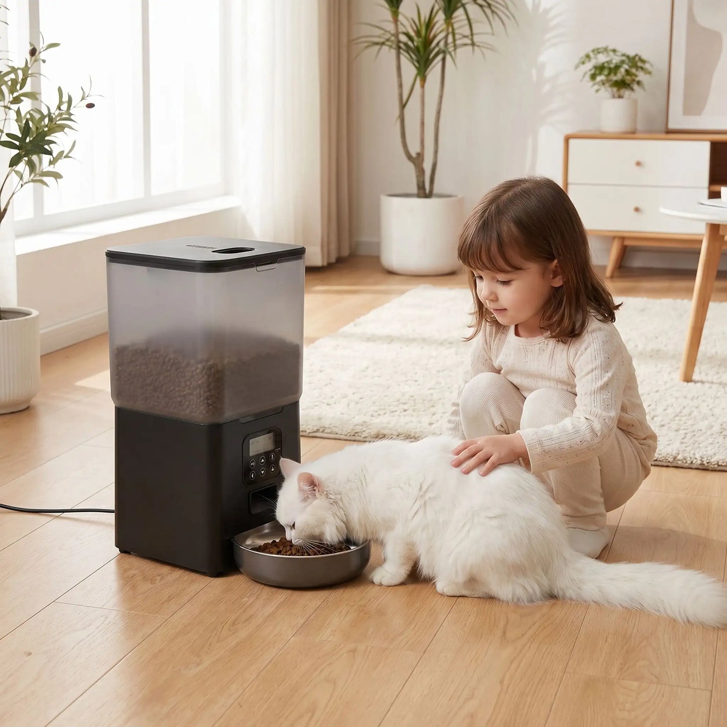 distributeur croquettes pour chat programmable sans application 6L noir