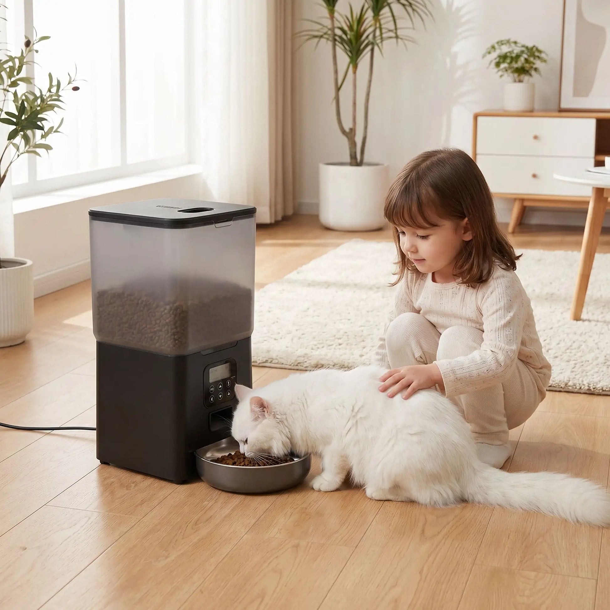distributeur croquettes pour chat programmable sans application 6L noir
