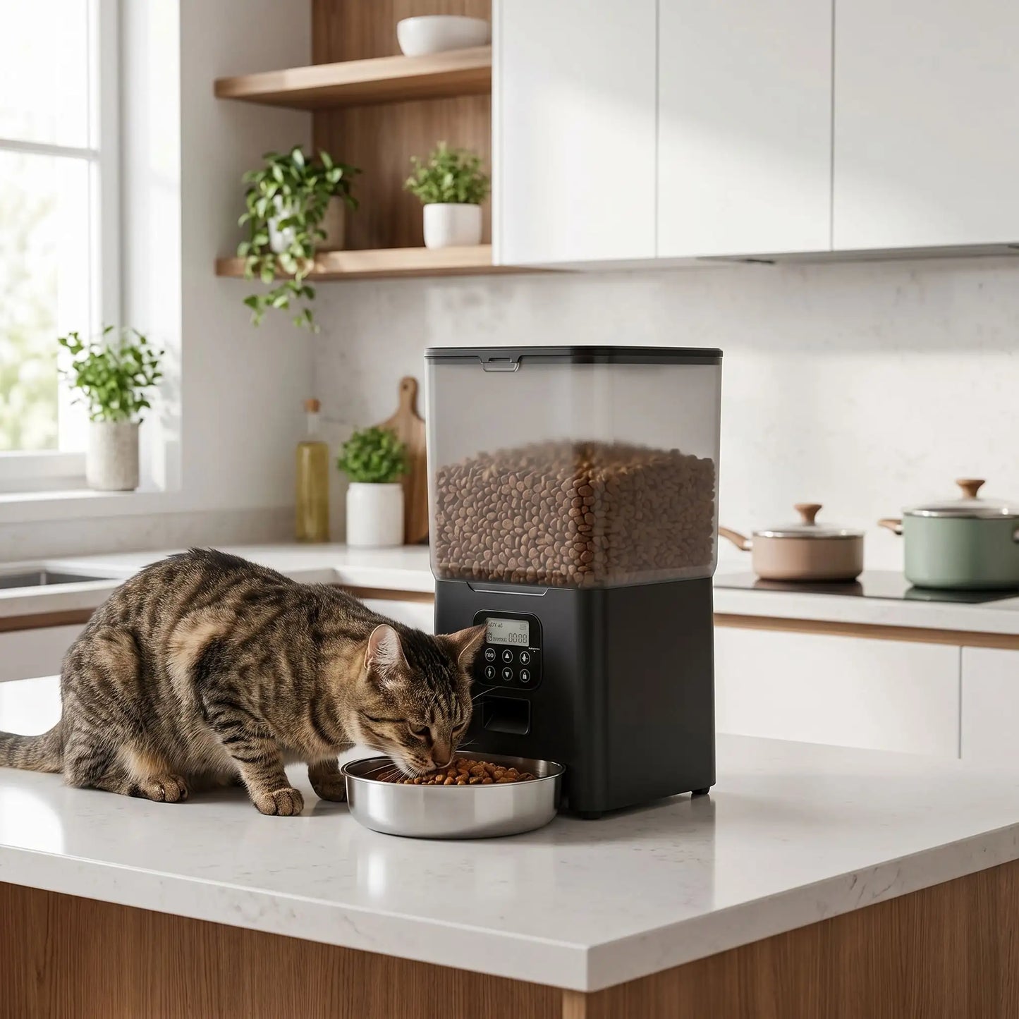 distributeur croquettes pour chat programmable sans application 6L
