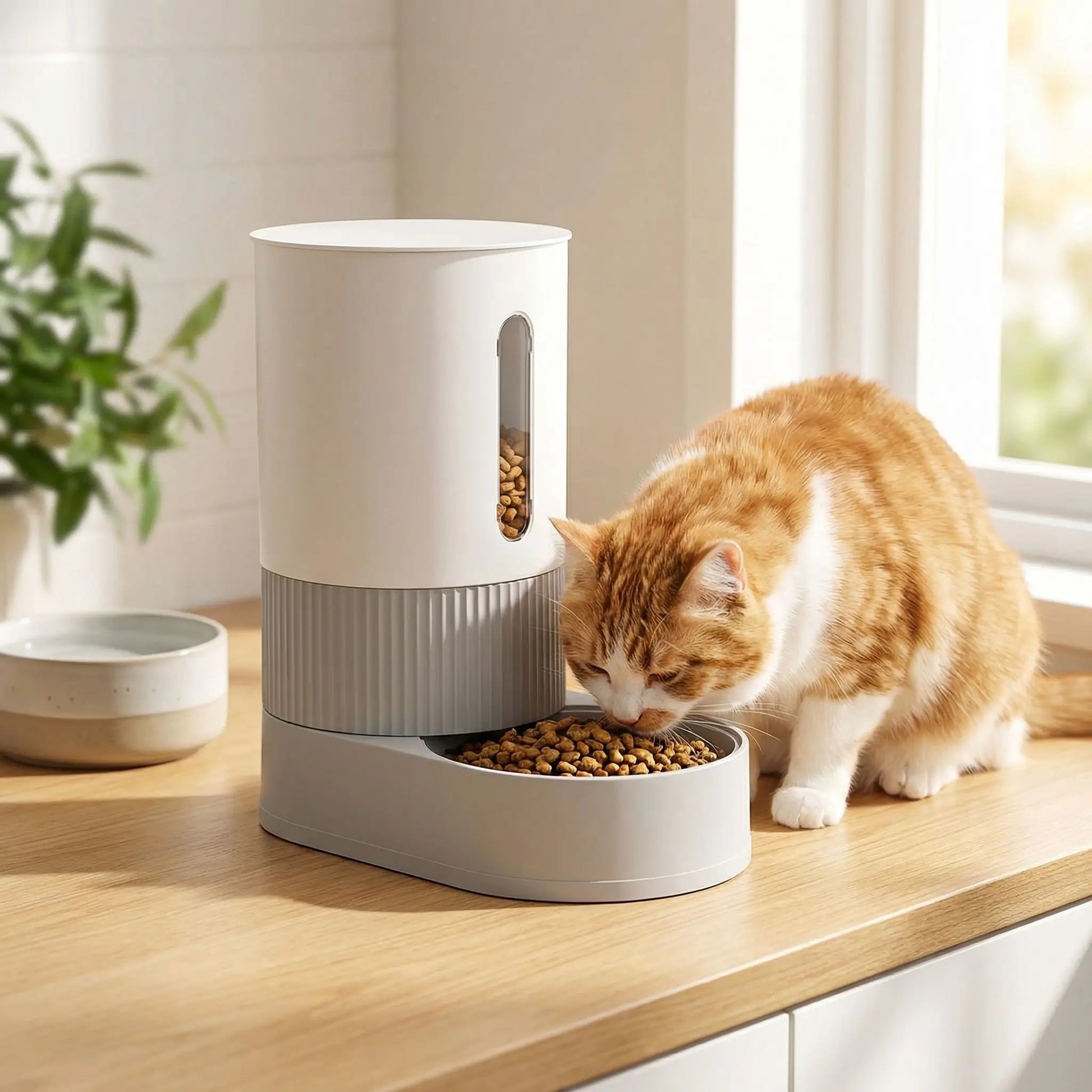distributeur de croquettes et eau pour chat grande capacite chat qui mange