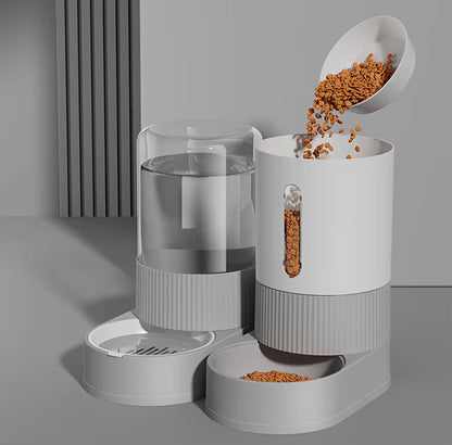 Distributeur de croquettes et eau pour chat grande capacité gris