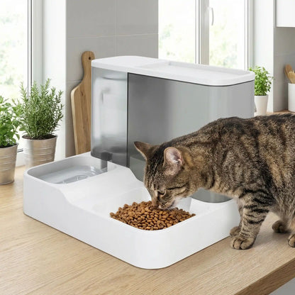 distributeur de croquettes pour chat 2 en 1 gris
