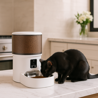 Distributeur de croquettes pour chat automatique avec caméra design