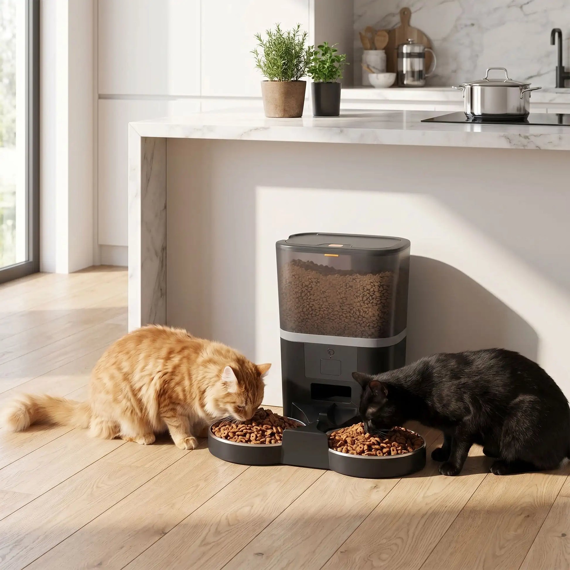 distributeur de croquettes programmable pour chat double gamelle 4L